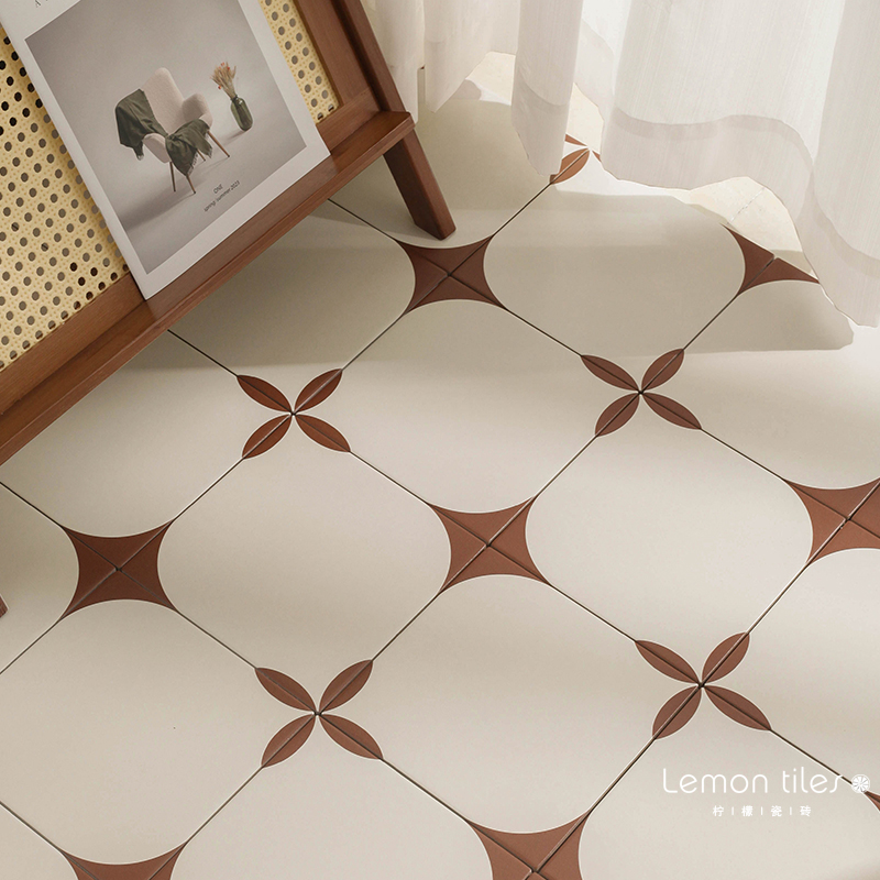 复古美学新诠释：棕色焦糖色全瓷花砖，打造法式风情阳台厨房与浴室！