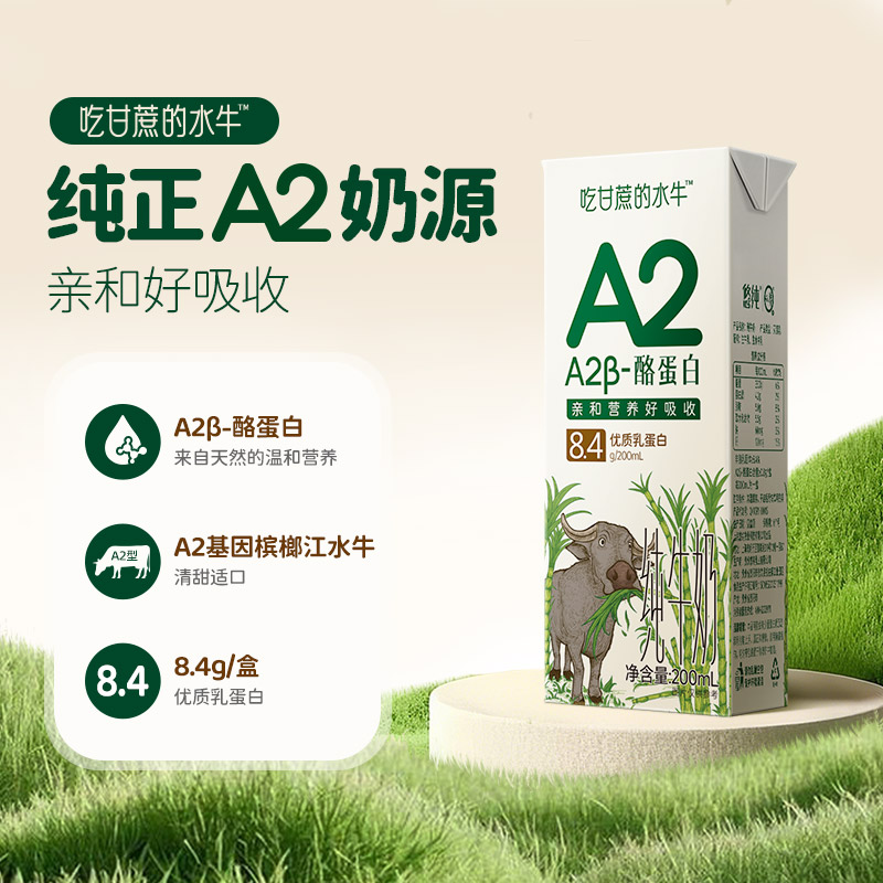 认养纯奶吃甘蔗的水牛A2β-酪蛋白200ml*12盒4.2g优质蛋白礼盒，给你不一样的营养体验！