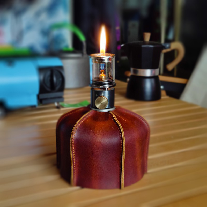 户外豪华露营必备！复古真皮高山罐牛皮套，让你的野炊气罐瞬间升级！⛺️