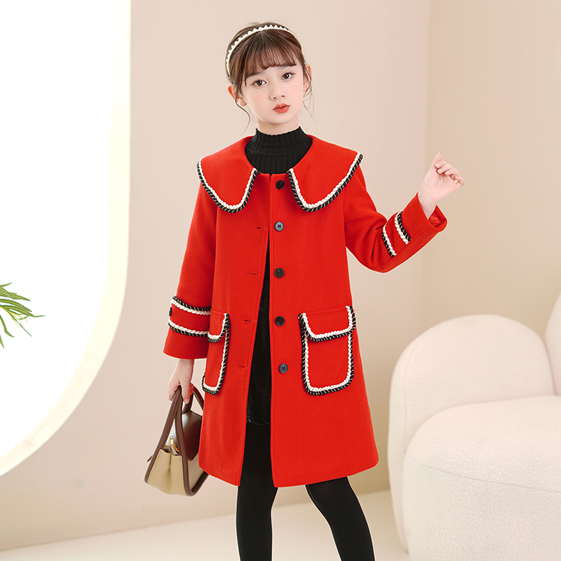 2023冬季女童毛呢外套，洋气中长款，温暖又时尚，妈妈们快收藏！
