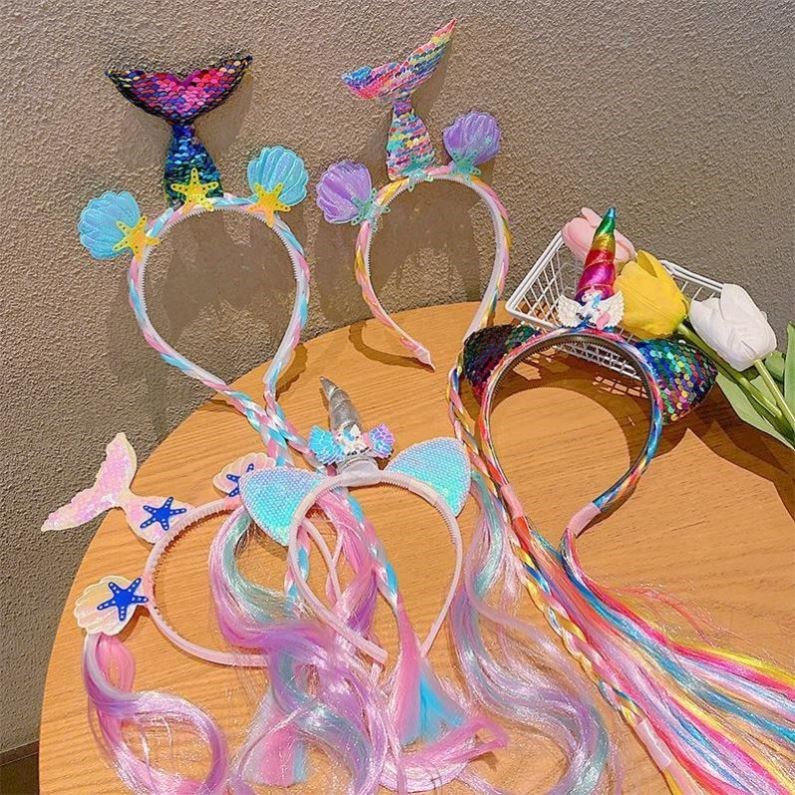 幼儿园疯狂发型日必备！女孩独角兽发箍发卡，变身梦幻公主✨