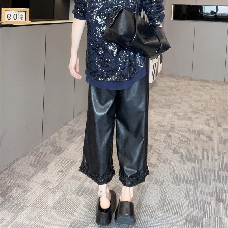 2025新款木耳边皮裤，阔腿高腰显瘦神器，欧洲站必买清单！