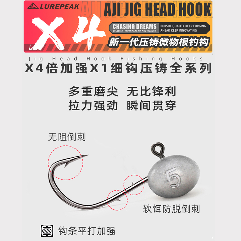 傲湖小包装足克锋利路亚铅头钩，1.5g-14g加强型鱼钩，钓鱼达人的必备神器！