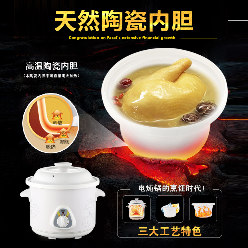 全自动陶瓷电炖锅：家常美食神器，轻松煲出美味汤粥！
