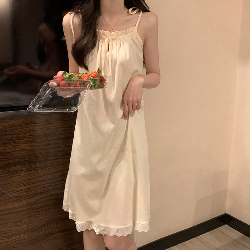 落日与归舟！！Orange Sea！韩系慵懒风吊带过膝自带胸垫睡裙女夏，夏日必备梦幻单品✨
