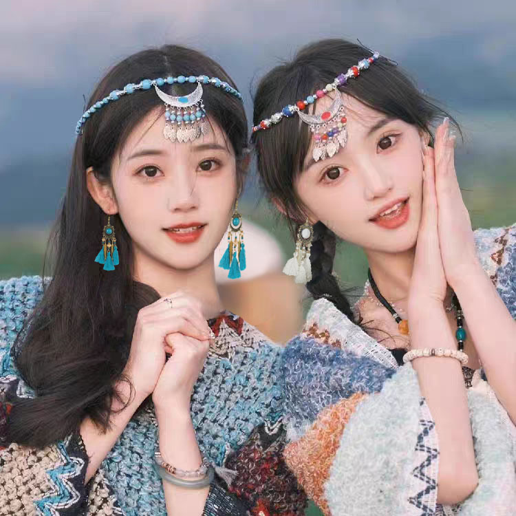 汉服头饰女少儿异域古风发箍眉心坠，演绎哈尼公主的古韵魅力✨