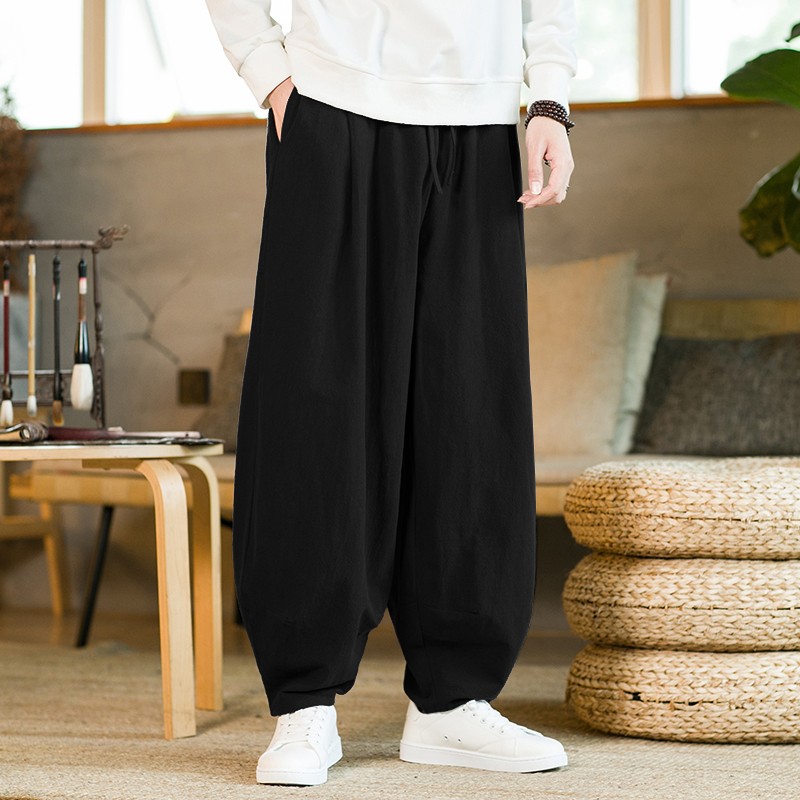 纯亚麻男裤子：复古中国风，夏日里的清凉与雅致