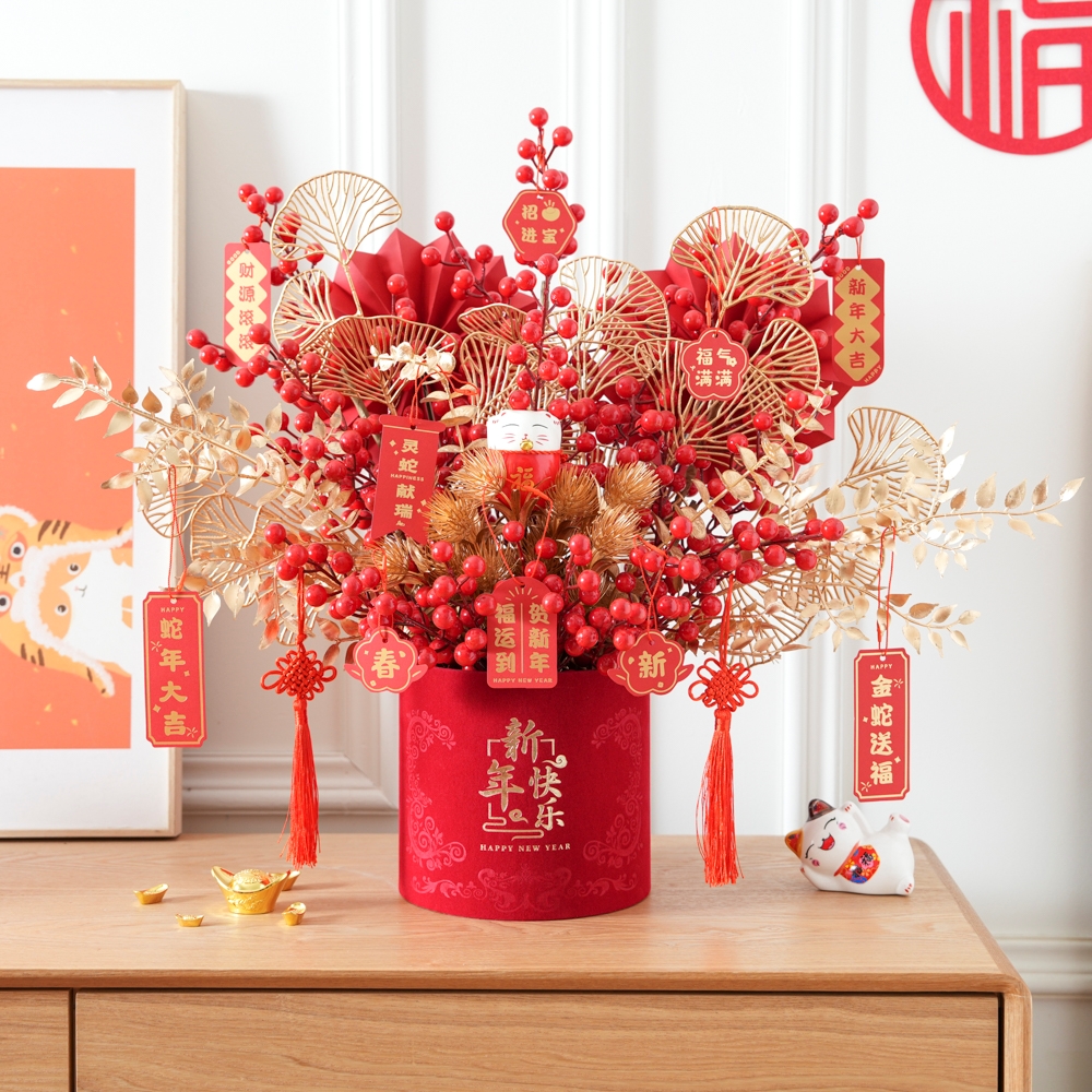 新中式新家搬家乔迁之喜！发财果福桶插花，这波仪式感太香了！