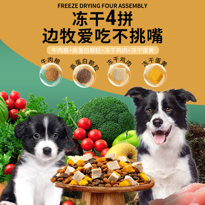边牧狗粮20斤装：大狗狗的营养盛宴，边牧专属，幼犬成犬通吃！