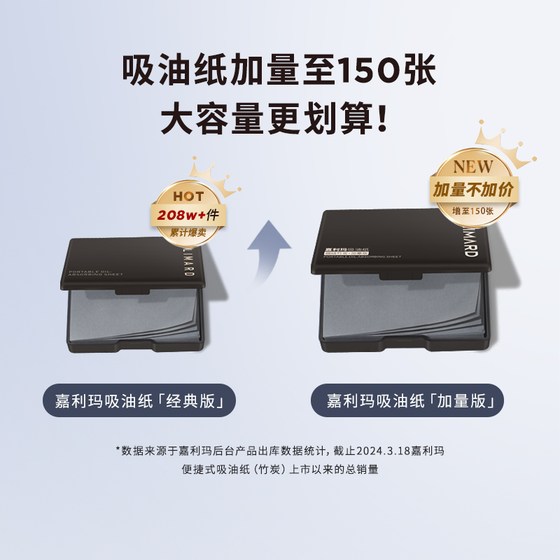 嘉利玛便携式竹炭吸油纸：告别油腻，清爽一整天！