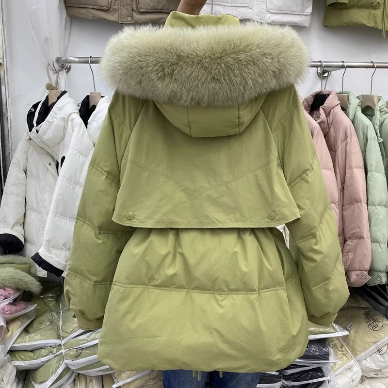 加厚大毛领长款羽绒棉服：2025秋冬新款，韩版设计感收腰显瘦神器！✨