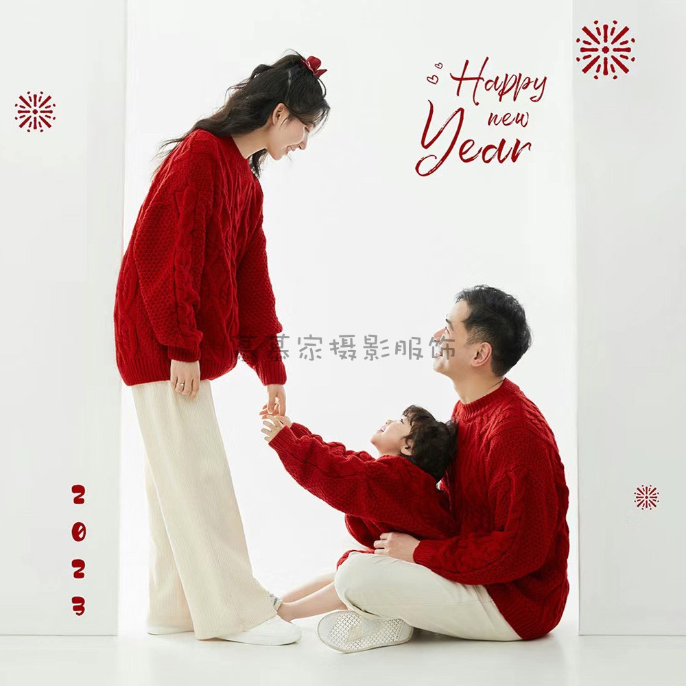 2025新款亲子装全家福！新年白色麻花毛衣，拍出温馨全家福✨