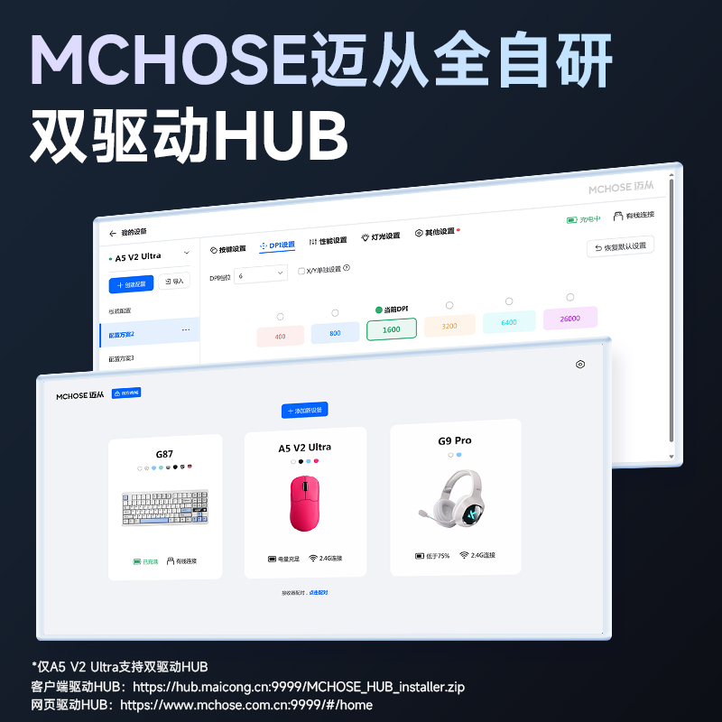 MCHOSE迈从A5无线游戏鼠标：三模蓝牙电竞神器，轻量化设计的续航王者！