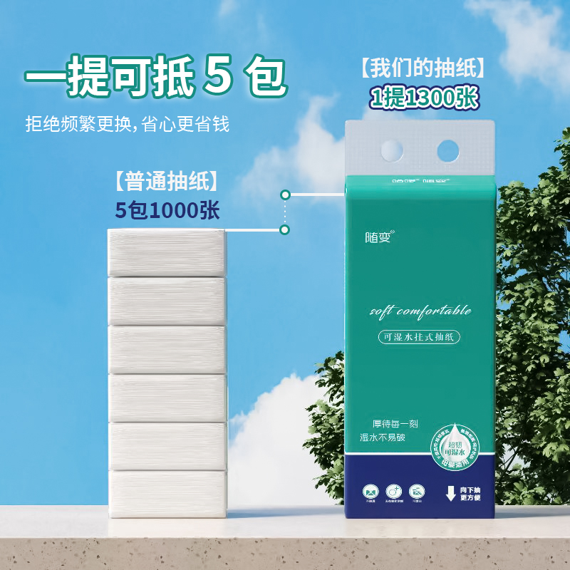 发邮政哈啰随变悬挂式底部抽纸巾大包家用可湿水餐巾面巾卫生纸抽，家庭必备神器！