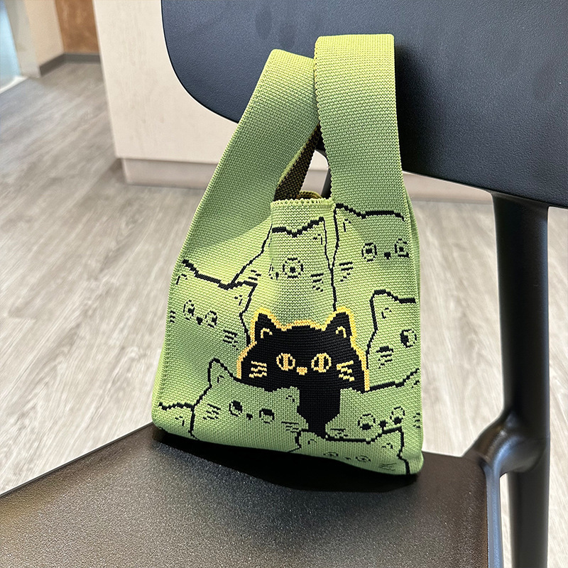 可爱小猫咪针织背心手拎包：通勤必备，让你的上班路充满乐趣！