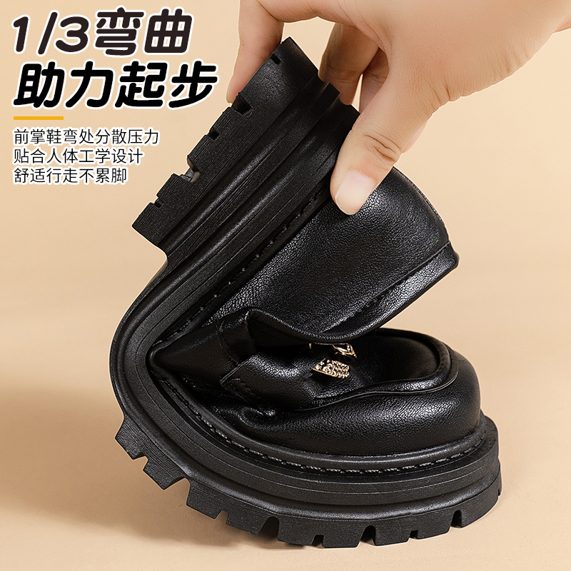 宽胖脚单鞋女大码41-43黑色工作皮鞋，久站不累脚！一脚蹬软底乐福鞋真香了？