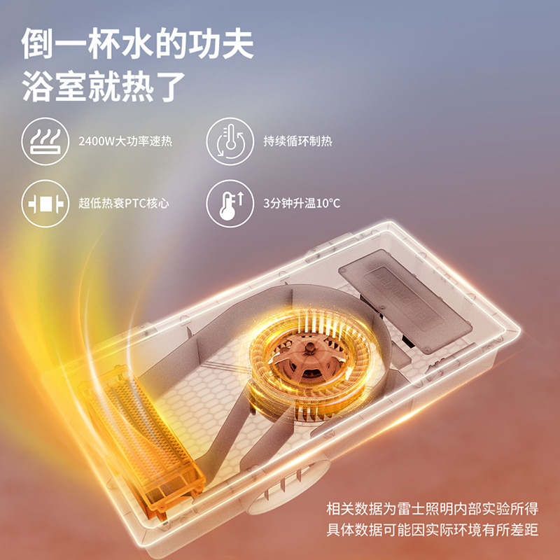 雷士照明浴霸灯：浴室取暖新体验，让你告别寒冷！暖气+照明+排气，一机搞定！