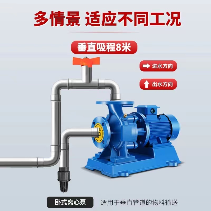 大功率ISW卧式自吸管道离心泵：380V工业循环增压神器，冷热水全能王！