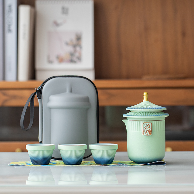 旅行户外必备神器：简易一人功夫茶具套装，轻松享受快客杯泡茶乐趣！