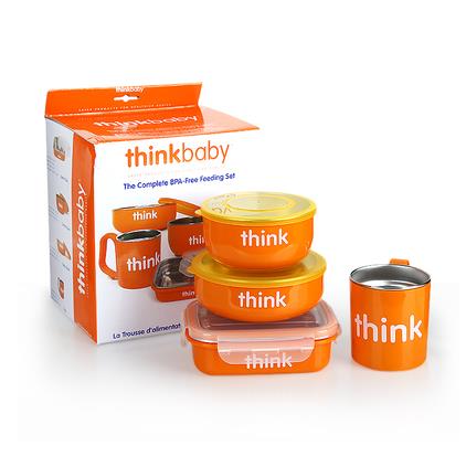 美国代购Thinkbaby辛克宝贝不锈钢儿童餐具4件套装碗，宝宝吃饭神器！️