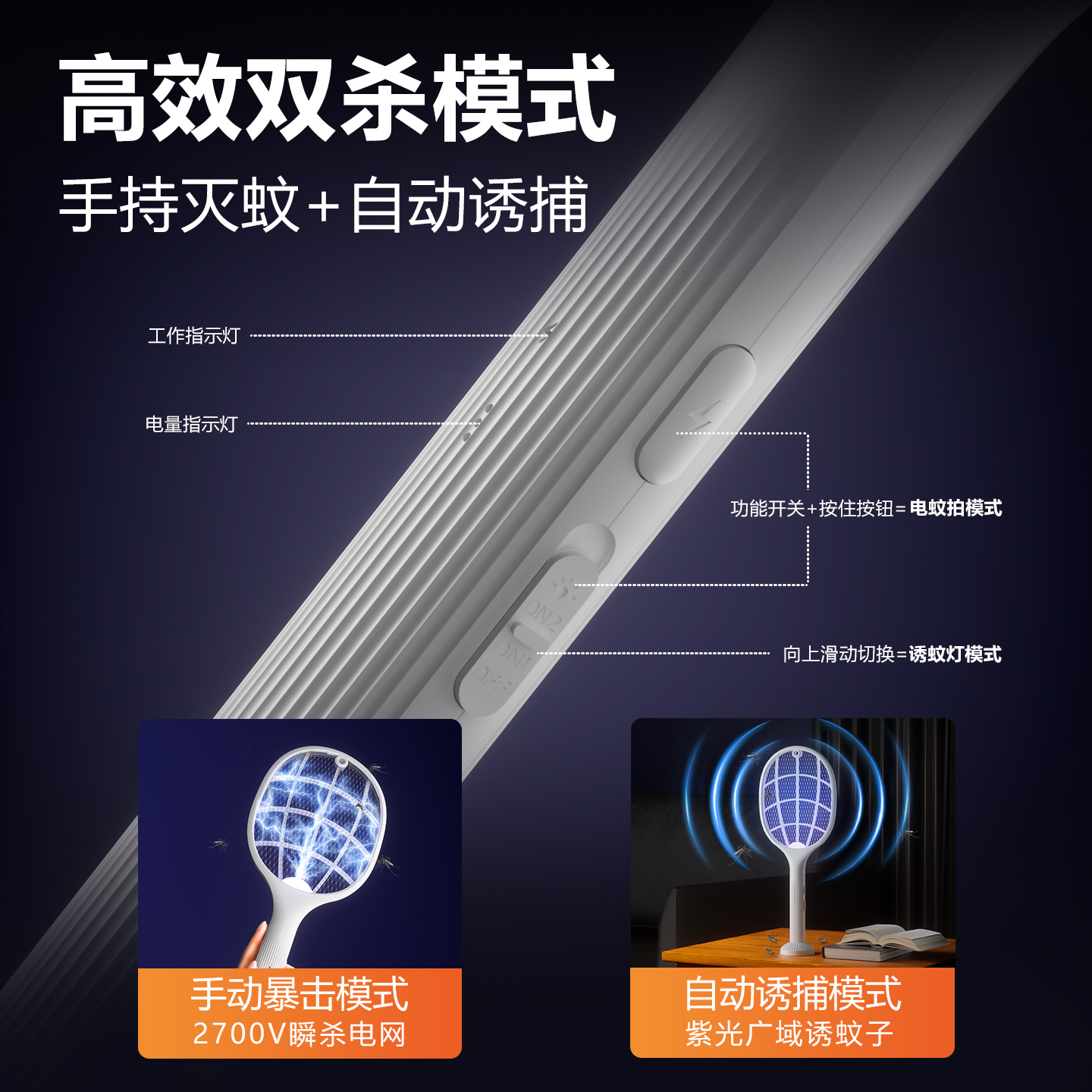 2025新电蚊拍：充电式家用强力锂电池灭蚊灯二合一，驱蚊神器，打苍蝇拍轻松搞定！✨