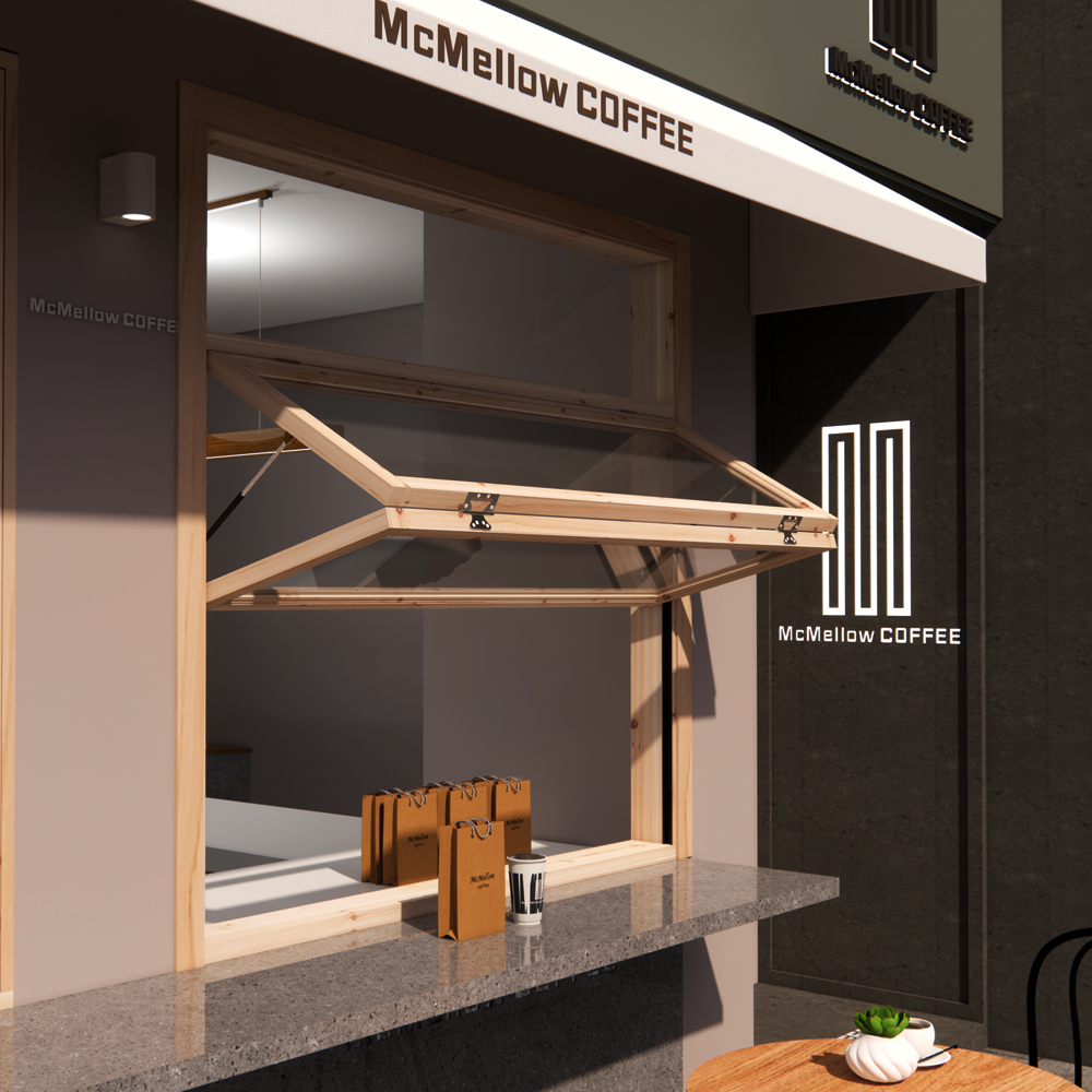 上下折叠窗实木全开窗：咖啡奶茶店最佳外卖神器，轻松提升颜值和效率！