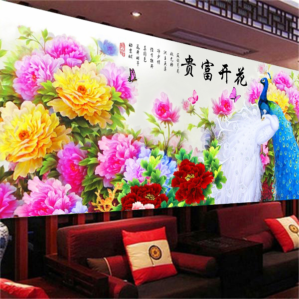 花开富贵十字绣2025新款！自己线绣满绣牡丹，客厅大气到爆
