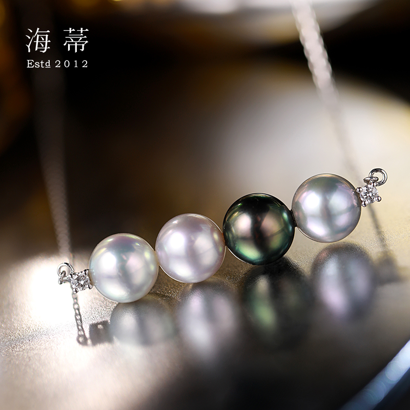 海蒂珠宝雾入森海：8-9mm海水Akoya+大溪地珍珠项链，奢华白18K金镶钻，你值得拥有吗？