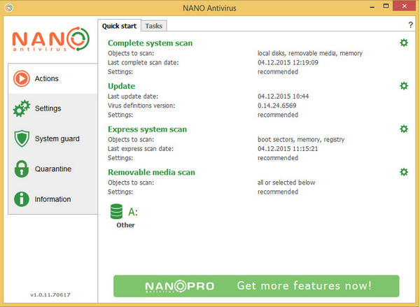 NANO AntiVirus(杀毒软件)v1.0.70.80726免费版