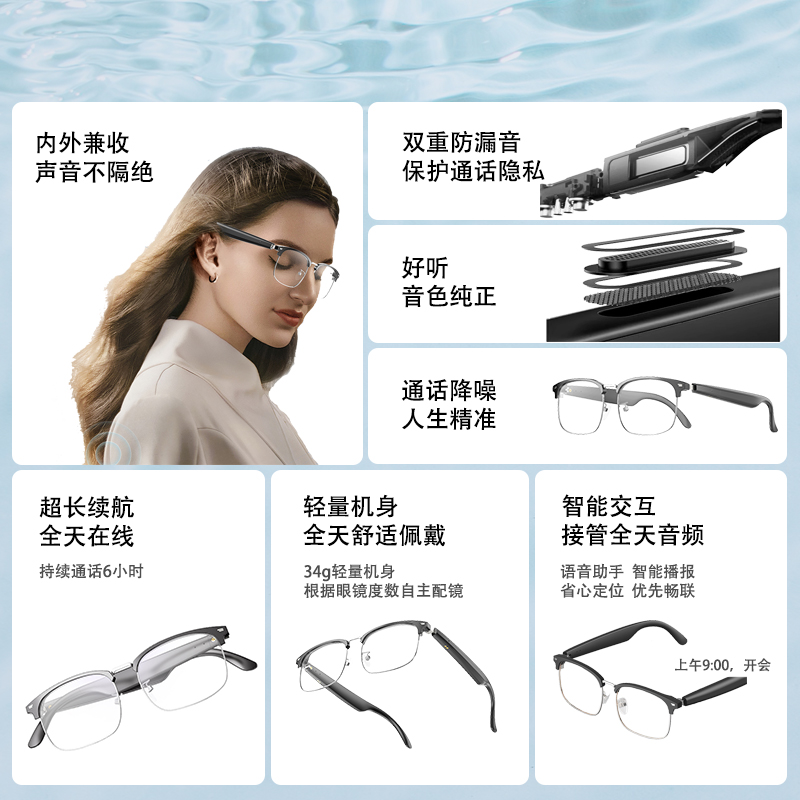 智能翻译眼镜耳机：黑科技实时英语镜，你的私人翻译官，还能防漏音提词！
