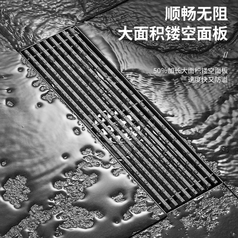 枪灰色不锈钢防臭地漏：卫生间里的时尚守护神，大排量长条型中侧排的秘密武器