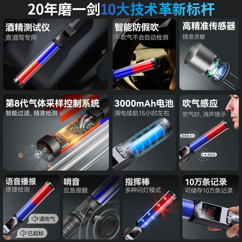 博仕航3号酒精测试仪：精准守护，拒绝酒驾，家庭出行必备神器！