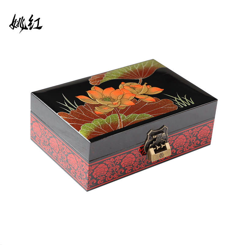复古彩色木质烤漆首饰盒：卧室样板间的点睛之笔，售楼处与酒店的收纳艺术