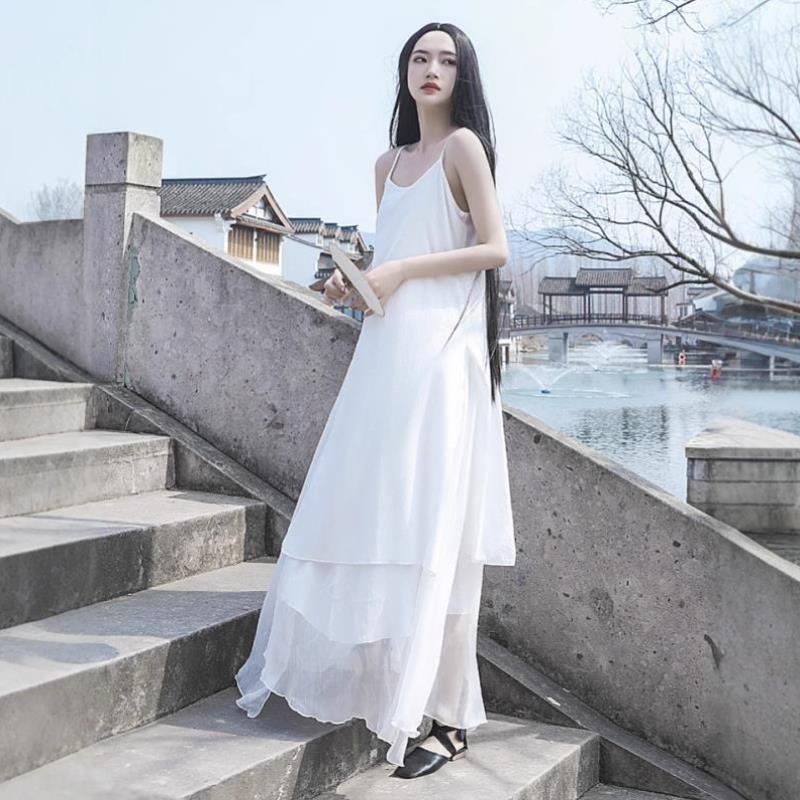 春夏小暖自制 | 暗黑山本风清冷感三层大摆不规则吊带裙连衣裙，解锁你的个性时尚密码！