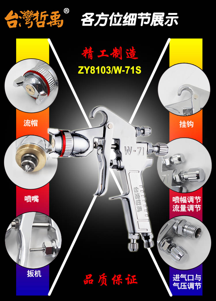 14年老店精品哲禹W71喷枪，家具木器漆涂装神器，专业级喷漆体验
