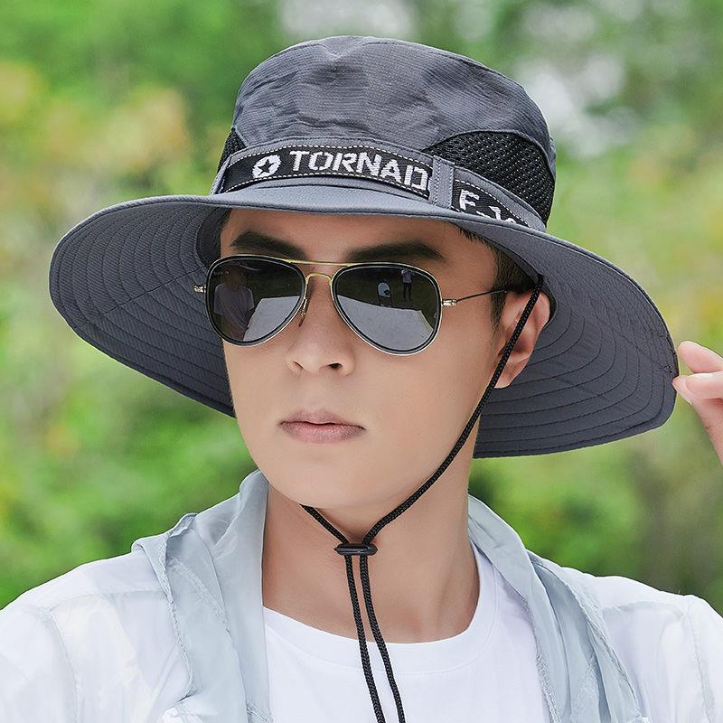 9228夏季男士透气大檐渔夫帽：夏日户外必备，防晒休闲两不误！