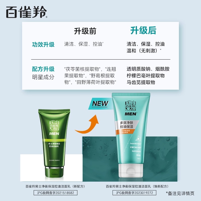 百雀羚男士控油祛痘洗面奶，拯救油皮大男生！