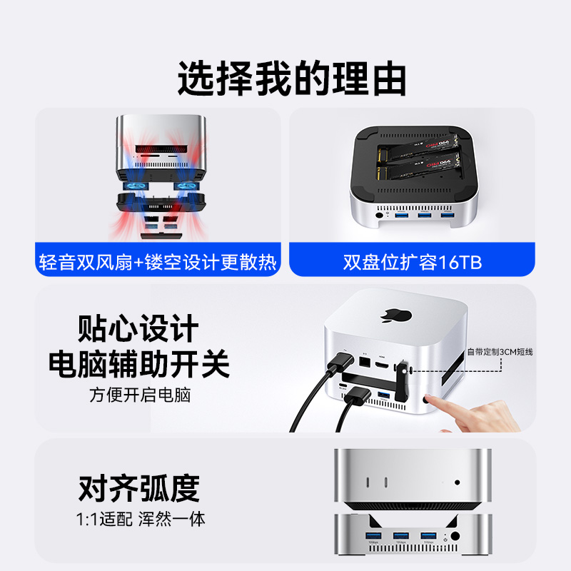 阿卡西斯Macmini支架拓展坞：解锁M4/M4pro新姿势，多口扩展轻松玩转桌面美学！✨