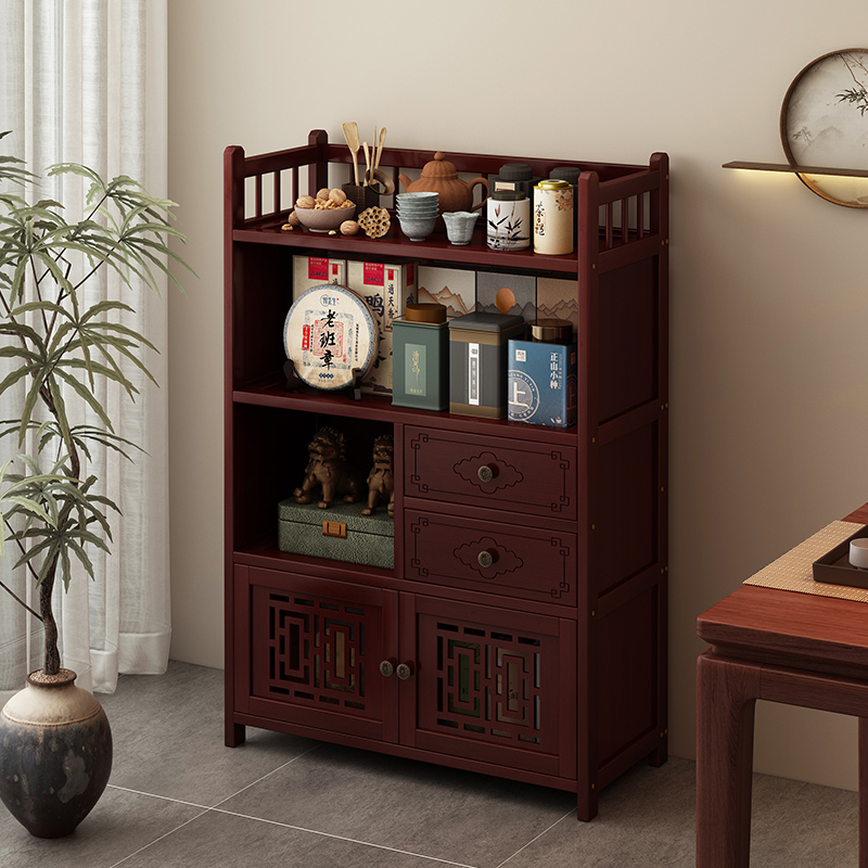 新中式茶具收纳柜：楠竹实木与玻璃的完美融合，打造家居艺术品展示空间