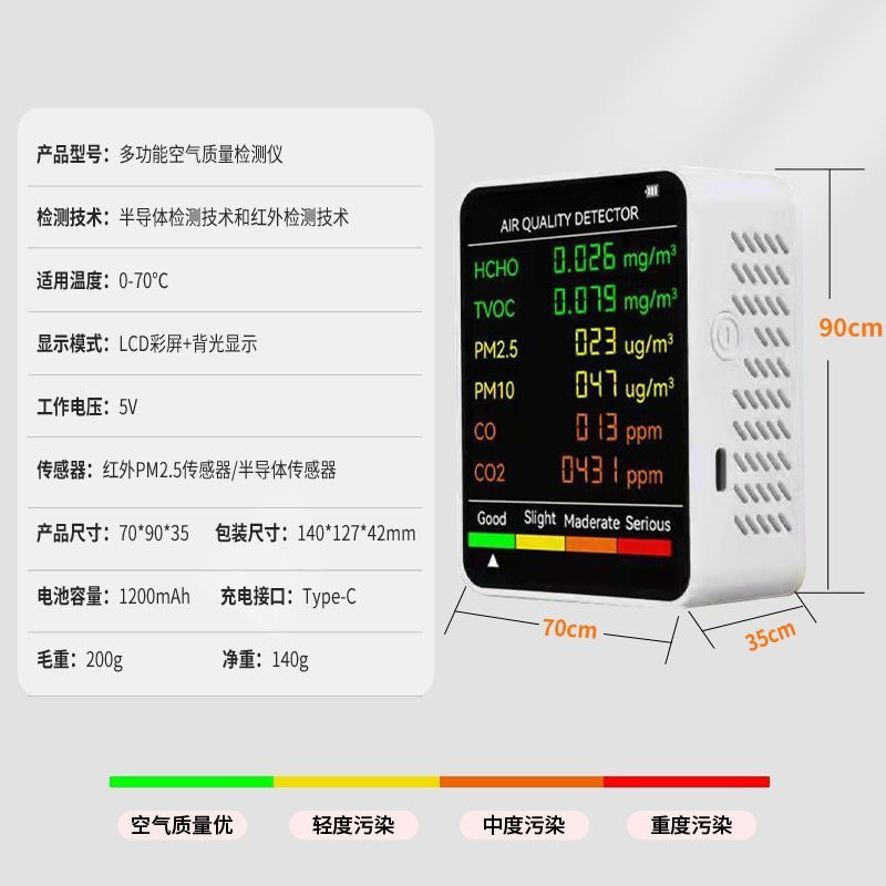 六合一空气质量检测仪：守护呼吸的秘密武器，告别PM2.5、甲醛烦恼！