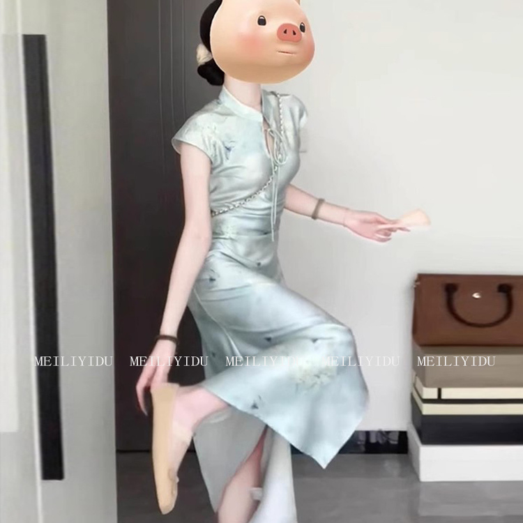 MLYD/定制大码国风旗袍：清冷感气质连衣裙，显瘦又高级！
