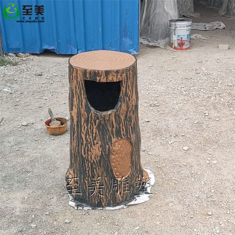 水泥仿木垃圾桶：户外公园的绿色新宠，环保又美观！