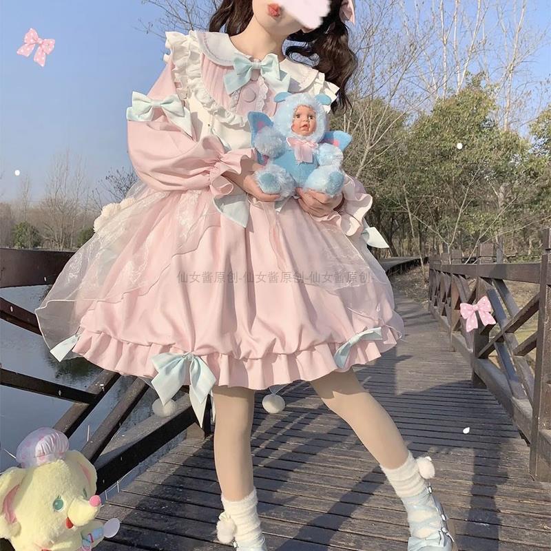 二十团尾款5-30结束！温莎公主雪纺立领长袖LOLITA裙子连衣裙，穿上直接变身童话女主