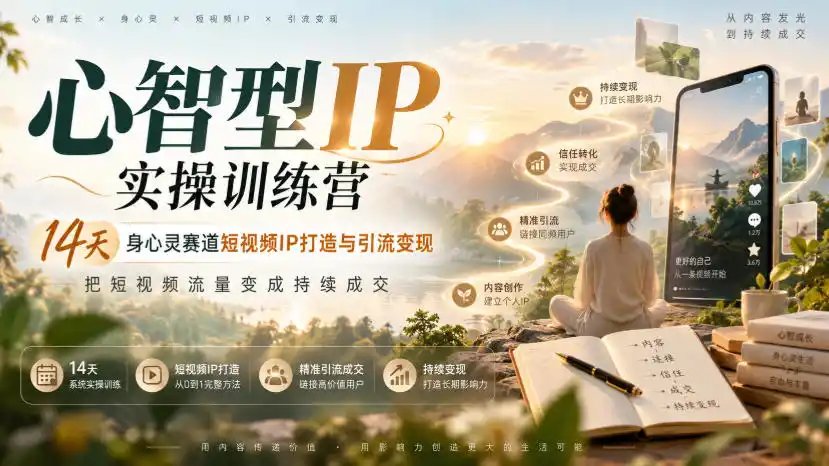 心智型IP实操训练营｜14天身心灵赛道短视频IP打造与引流变现，把短视频流量变成持续成交
