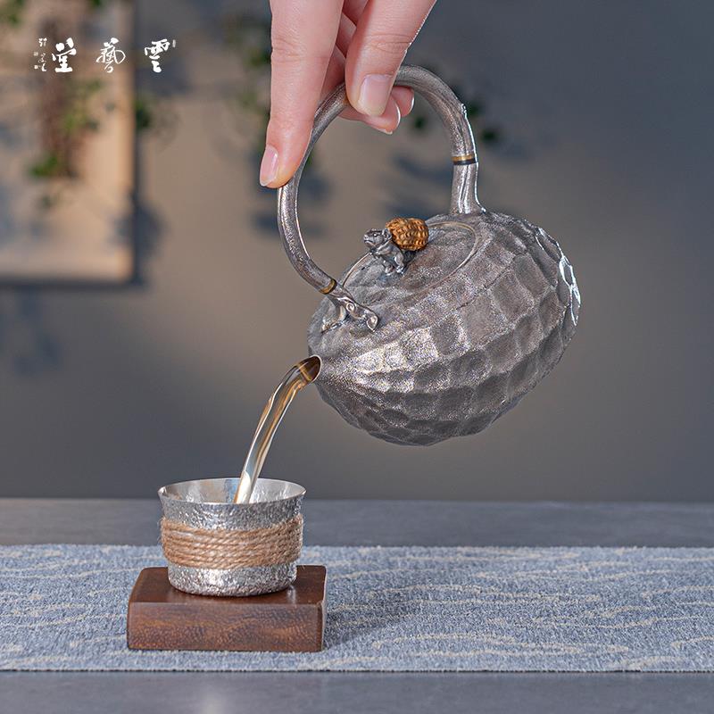 云艺堂足银999泡茶银壶：复古花生煮茶壶，开启你的茶道新境界✨