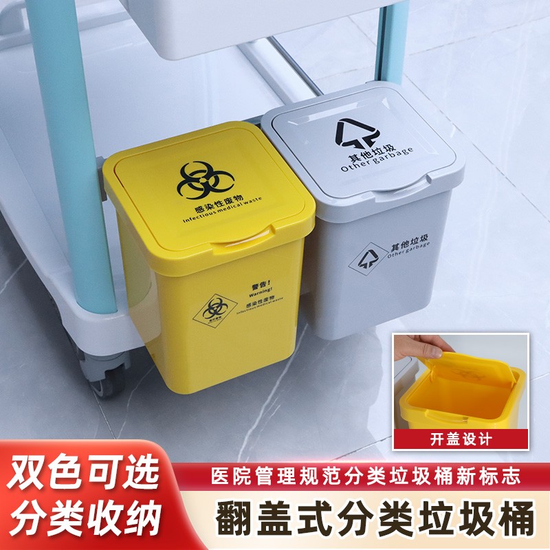 思蜀邦护医疗废物处理神器：侧挂垃圾桶+悬挂式挂篮推车，卫生桶分类新潮流！