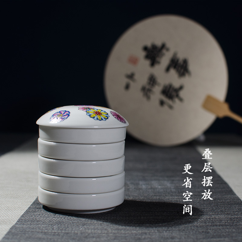 景德镇陶瓷调色盘带盖：初学者必备，解锁水粉画、水彩国画新境界！