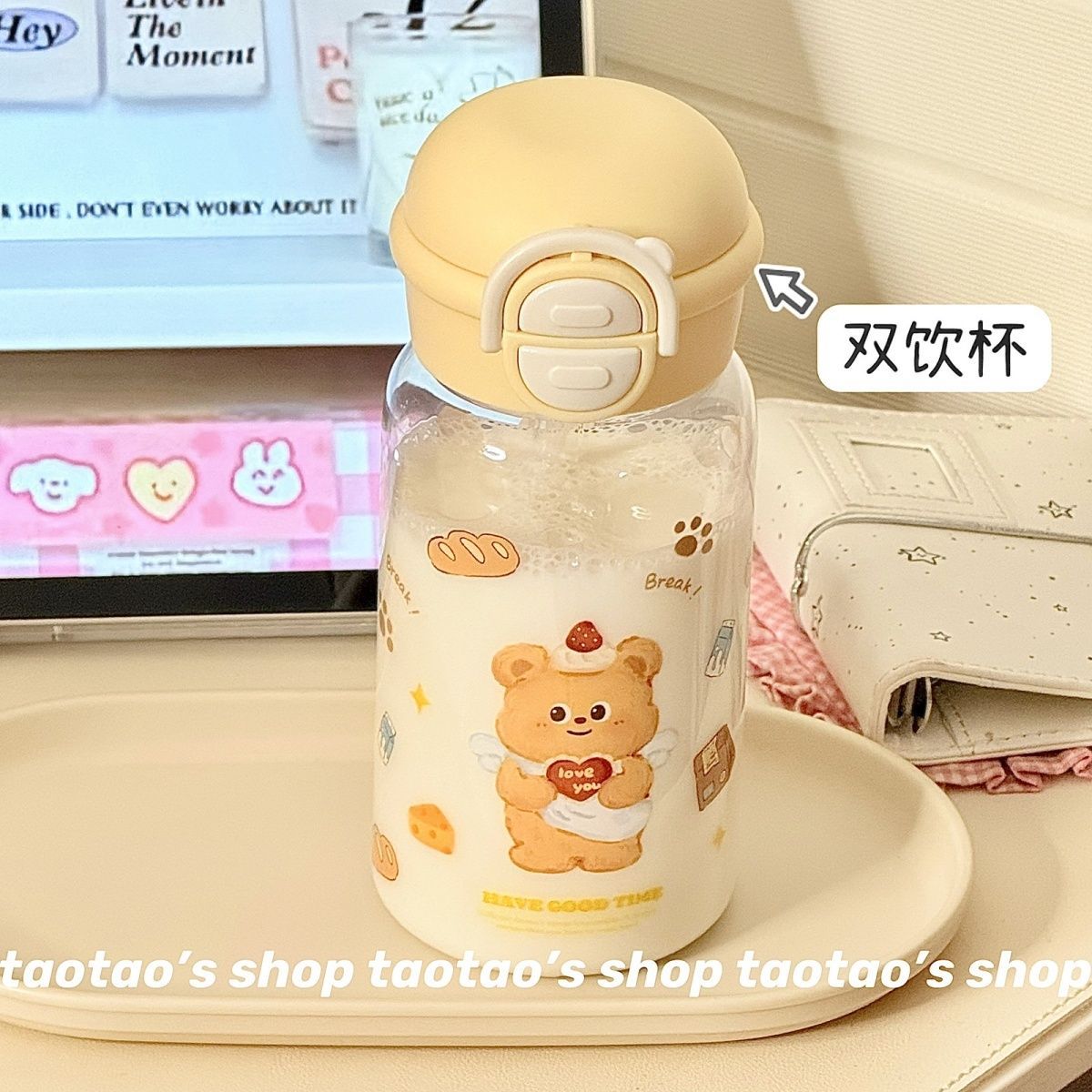 新款小猫高颜值大容量吸管杯，夏日清凉必备神器！