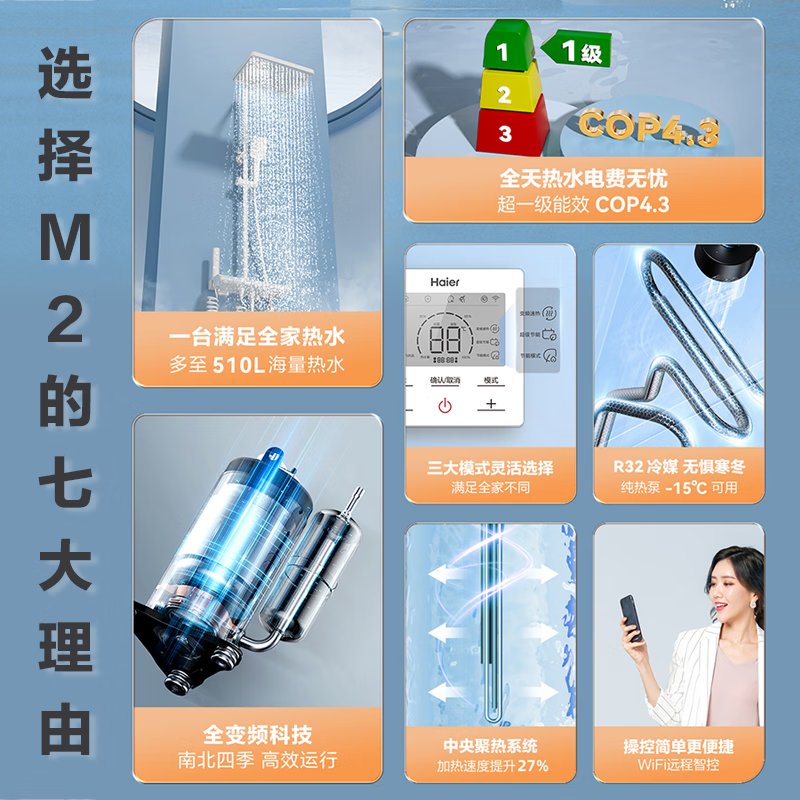 海尔空气能热水器：家庭与商用热水解决方案，节能又高效！