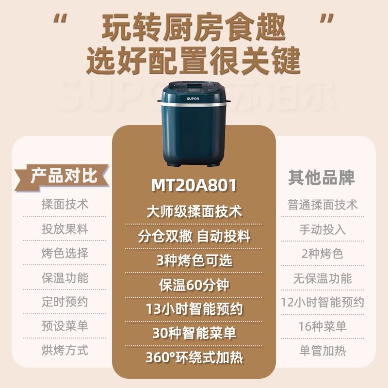 苏泊尔面包机真的香！全自动和面发酵一锅端，懒人福音